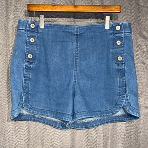 Sofia by Sofia Vergara Blue Button-Accent Jean Shorts